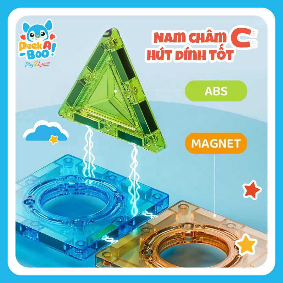 Đồ chơi STEAM xếp hình nam châm động vật 104 chi tiết PEEK A BOO PAB045
