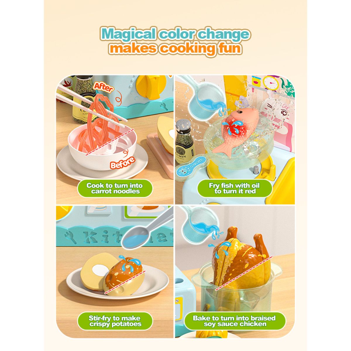 Đồ Chơi Thức Ăn Đổi Màu - Nhà Bếp Tiện Lợi SWEET HEART B1018