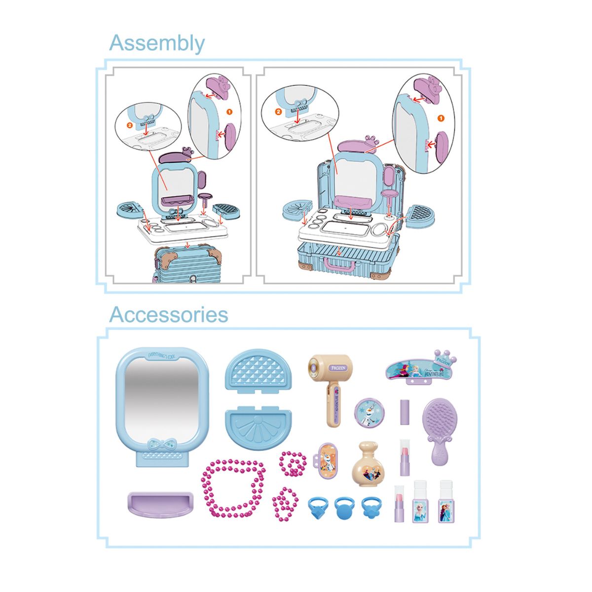 Đồ Chơi Trang Điểm Dáng Vali 3 Trong 1 Frozen SWEET HEART SH8-303A