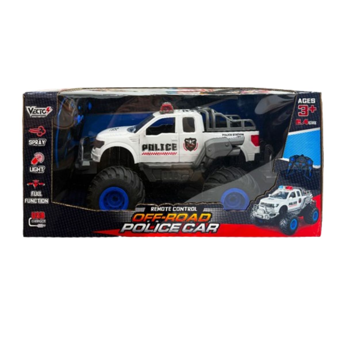 Đồ Chơi Xe Cảnh Sát Off-Road Phun Sương Điều Khiển Từ Xa (Trắng) VECTO VT2110A