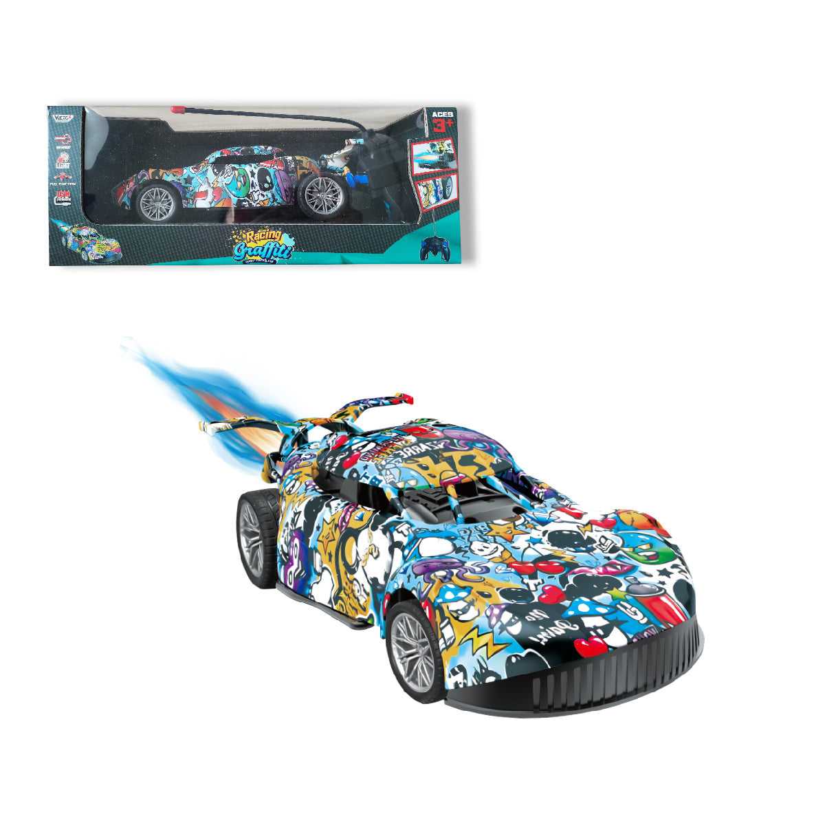 Đồ Chơi Xe Đua Graffiti Phun Sương Điều Khiển Từ Xa (Xanh) VECTO VT8673A