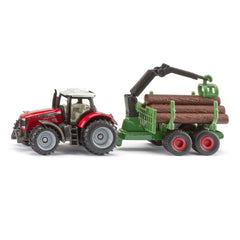 Đồ Chơi Xe Massey Ferguson Kèm Rơ-Moóc Chở Gỗ SIKU 1134