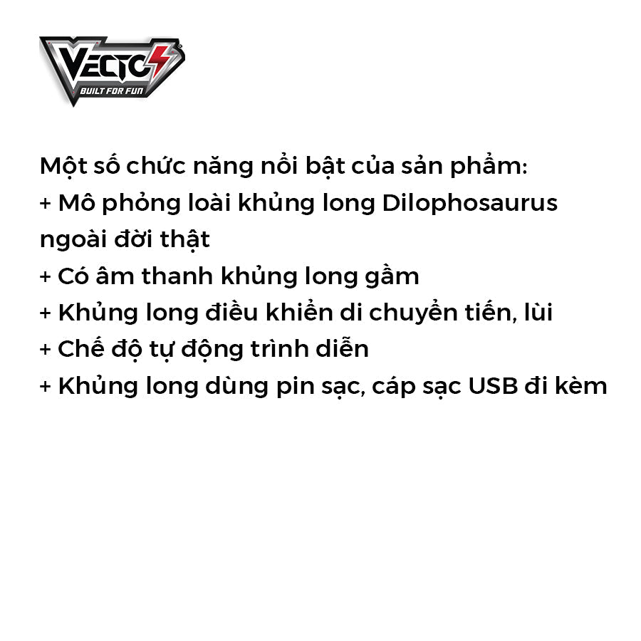 Đồ chơi Khủng long dũng mãnh điều khiển từ xa Dilophosaurus VECTO VT401