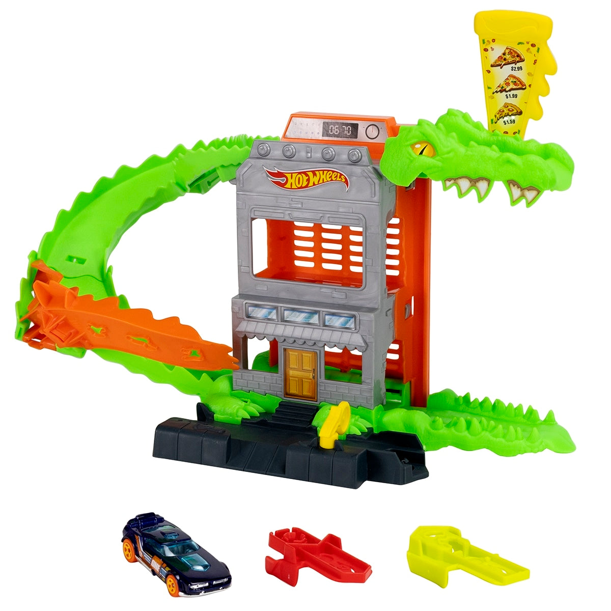 Đồ Chơi Mô Hình City Trận Chiến Tiệm Pizza Cá Sấu HOT WHEELS JHL93/HDR29
