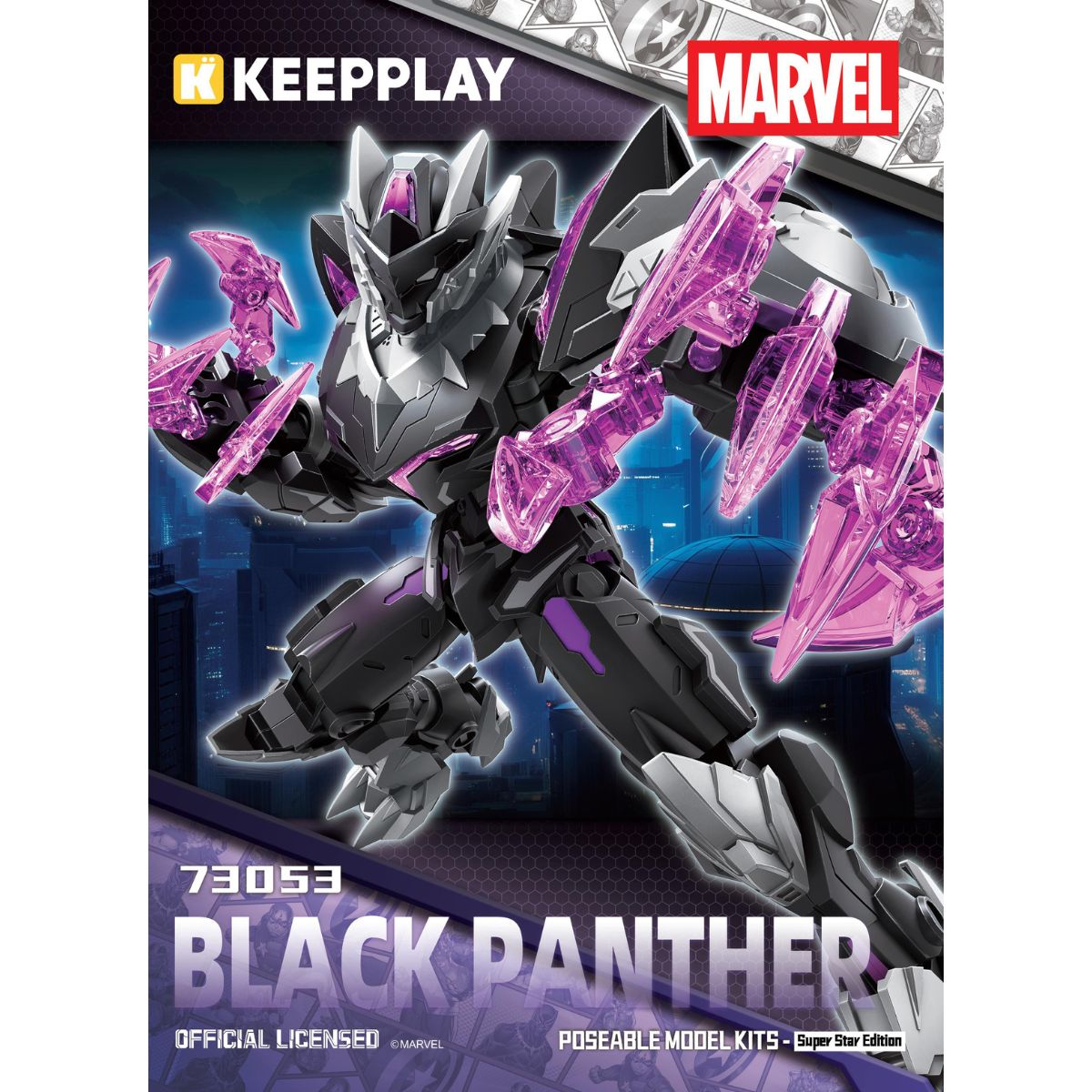 Đồ Chơi Mô Hình Lắp Ráp Marvel Mecha Black Panther KEEPPLAY 73053