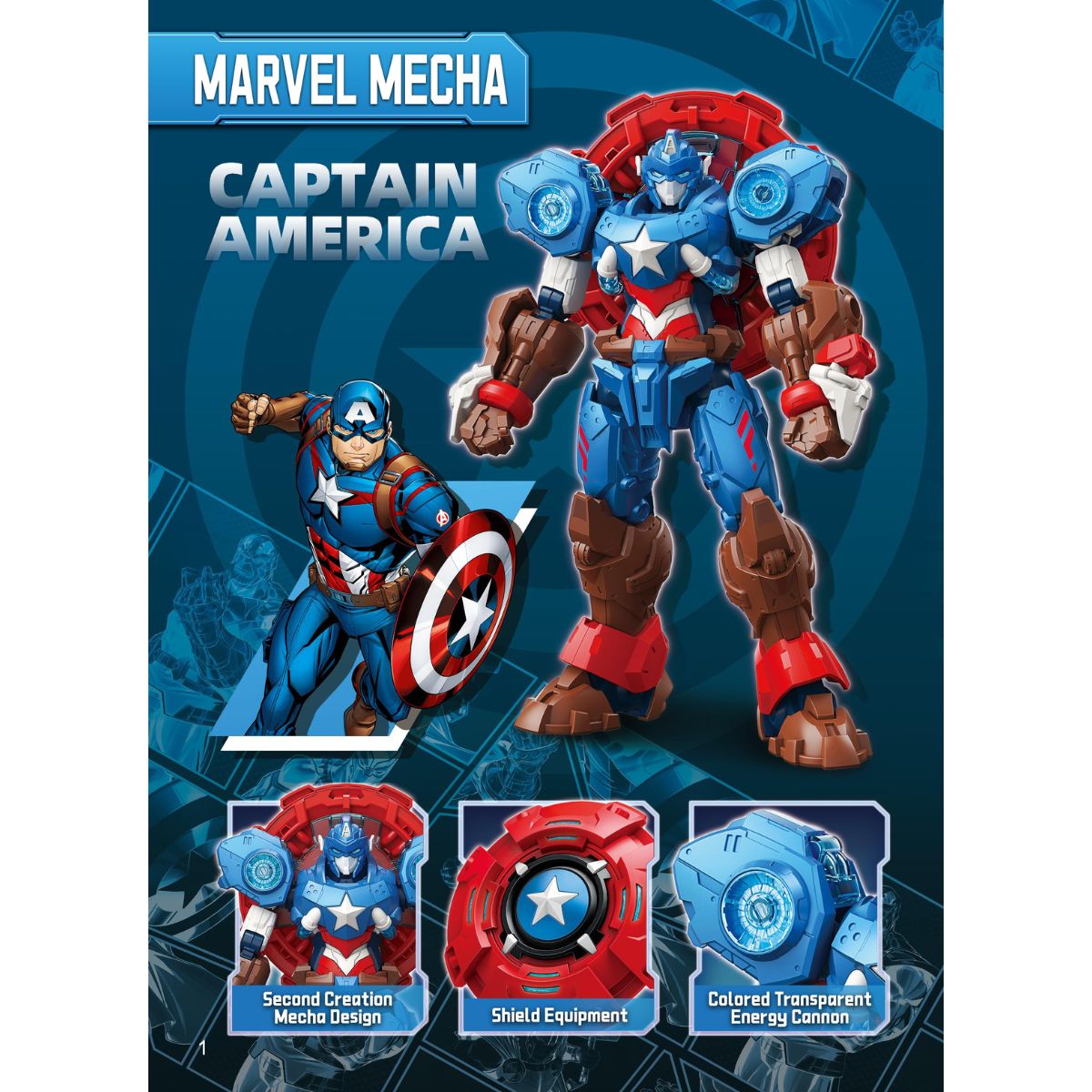 Đồ Chơi Mô Hình Lắp Ráp Marvel Mecha Captain America KEEPPLAY 73051