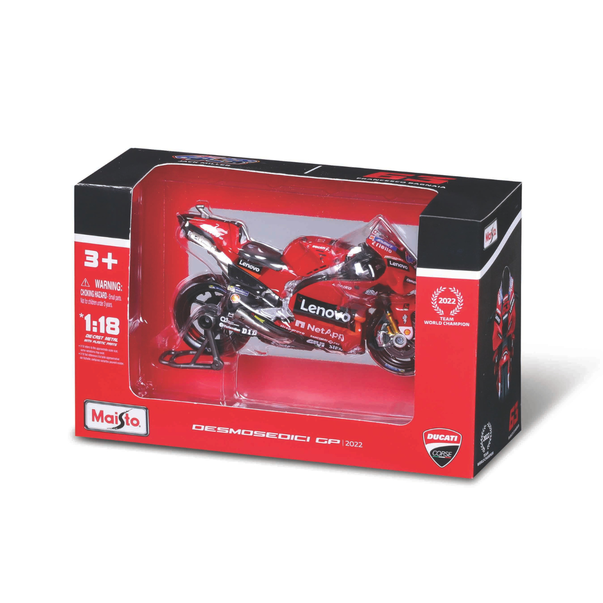 Mô Hình Mô Tô 1:18 Gp Racing-Ducati Lenovo Team 2022 MAISTO MT36000