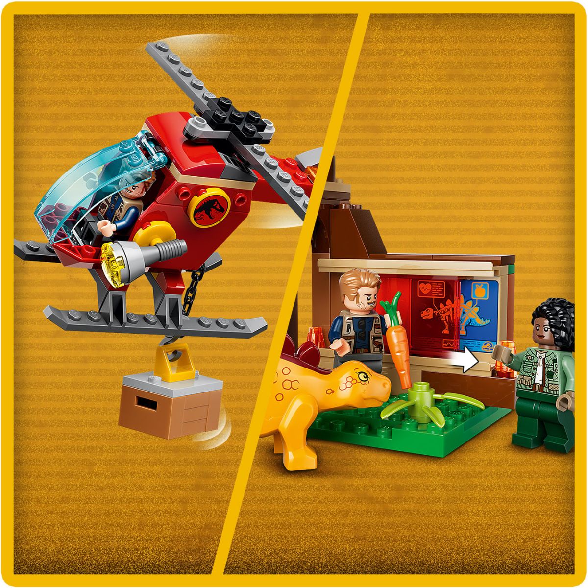 Đồ Chơi Lắp Ráp Nhiệm Vụ Giải Cứu Velociraptor, Stegosaurus Và Pteranodon LEGO JURASSIC 77981 (171 Chi Tiết)