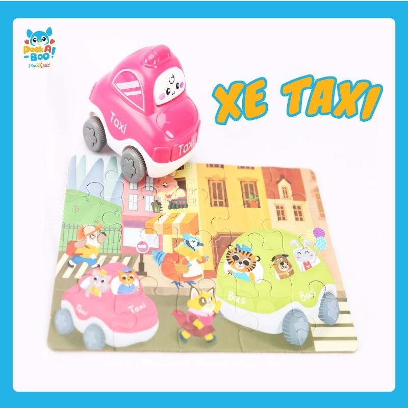 Đồ chơi 6 xe mini kèm xếp hình vui nhộn PEEK A BOO PAB012