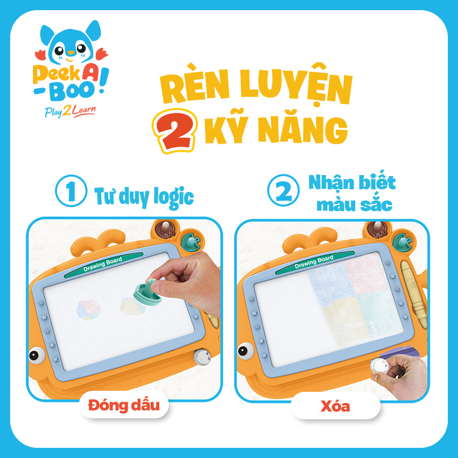 Đồ chơi bảng vẽ nam châm cho bé - Cá voi cam đáng yêu PEEK A BOO PAB029
