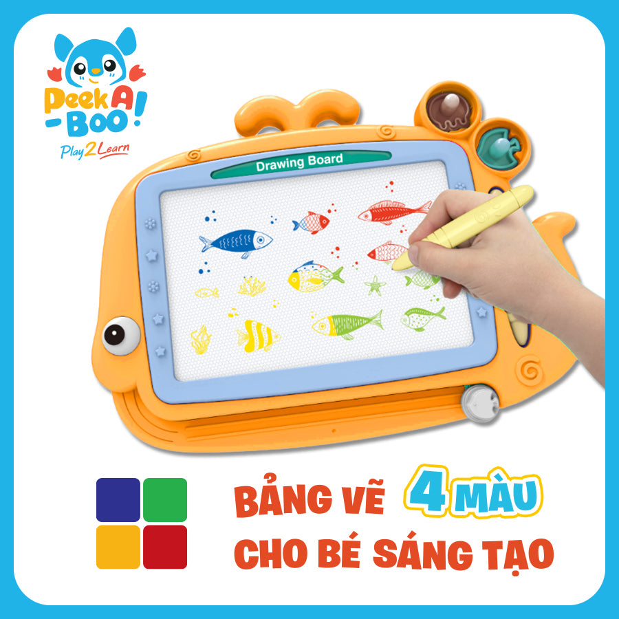 Đồ chơi bảng vẽ nam châm cho bé - Cá voi cam đáng yêu PEEK A BOO PAB029