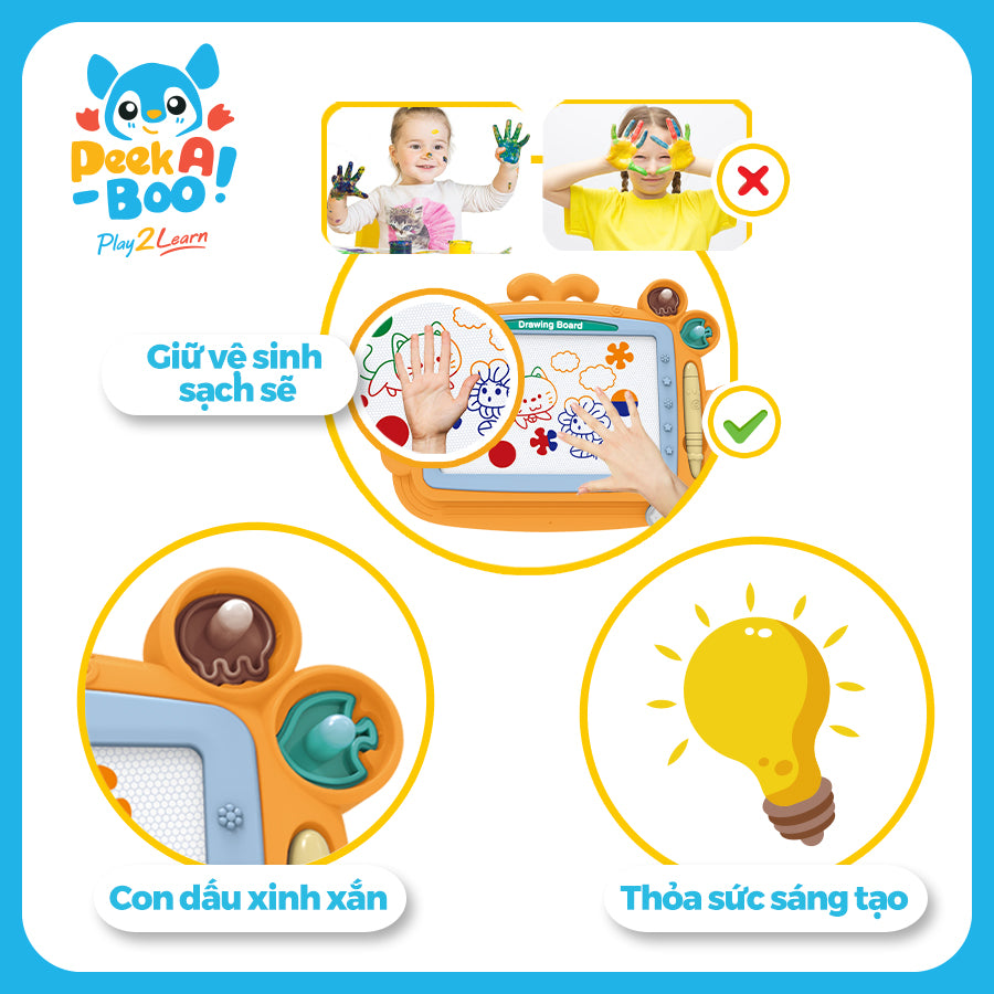 Đồ chơi bảng vẽ nam châm cho bé - Cá voi cam đáng yêu PEEK A BOO PAB029