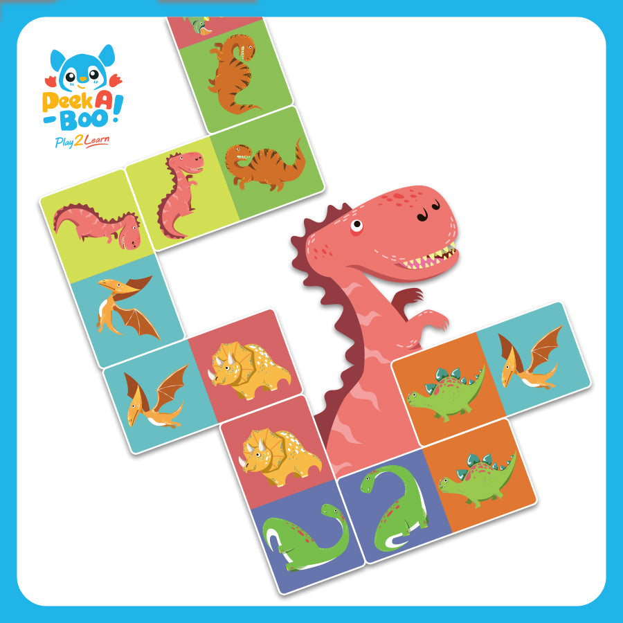 Đồ chơi Domino cho bé-Thế giới khủng long và chữ số PEEK A BOO PAB040D