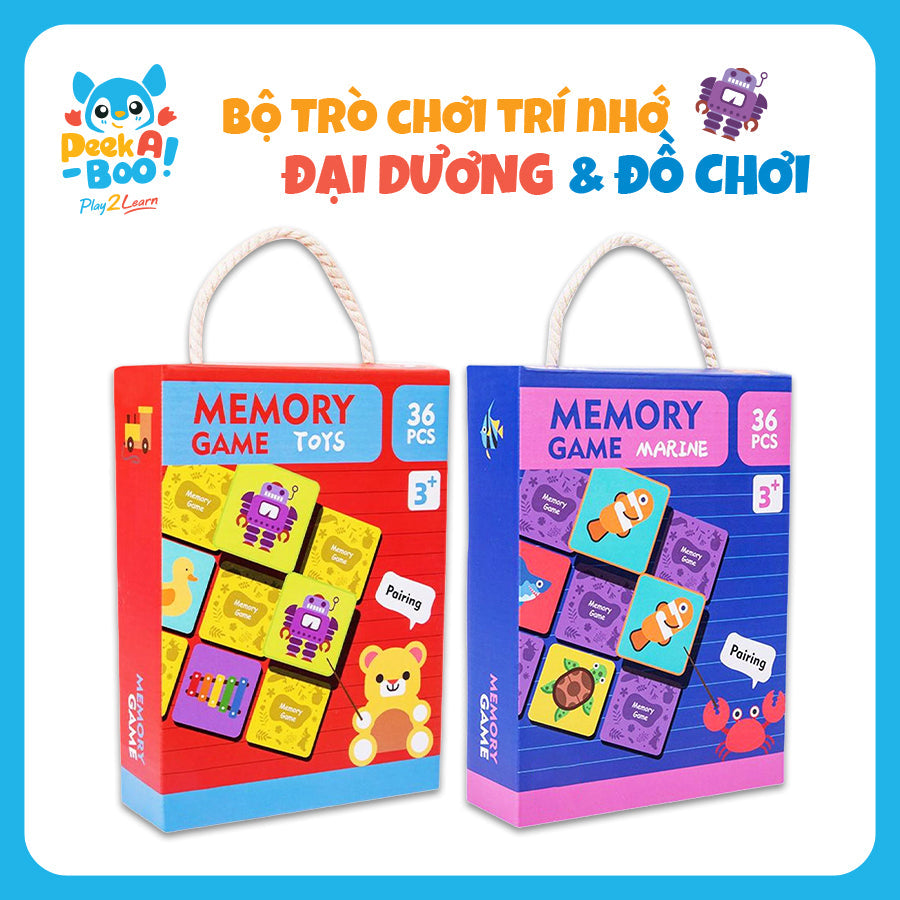 Bộ đồ chơi trí nhớ cho bé – Thế giới đại dương và đồ chơi PEEK A BOO PAB040M