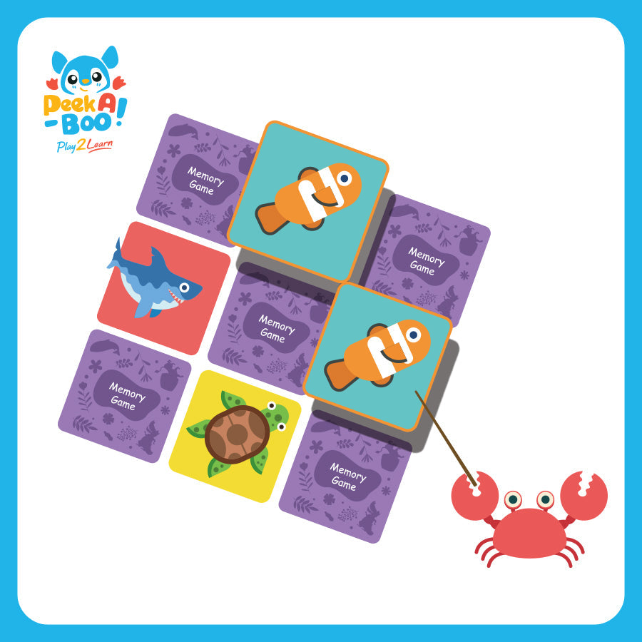 Bộ đồ chơi trí nhớ cho bé – Thế giới đại dương và đồ chơi PEEK A BOO PAB040M