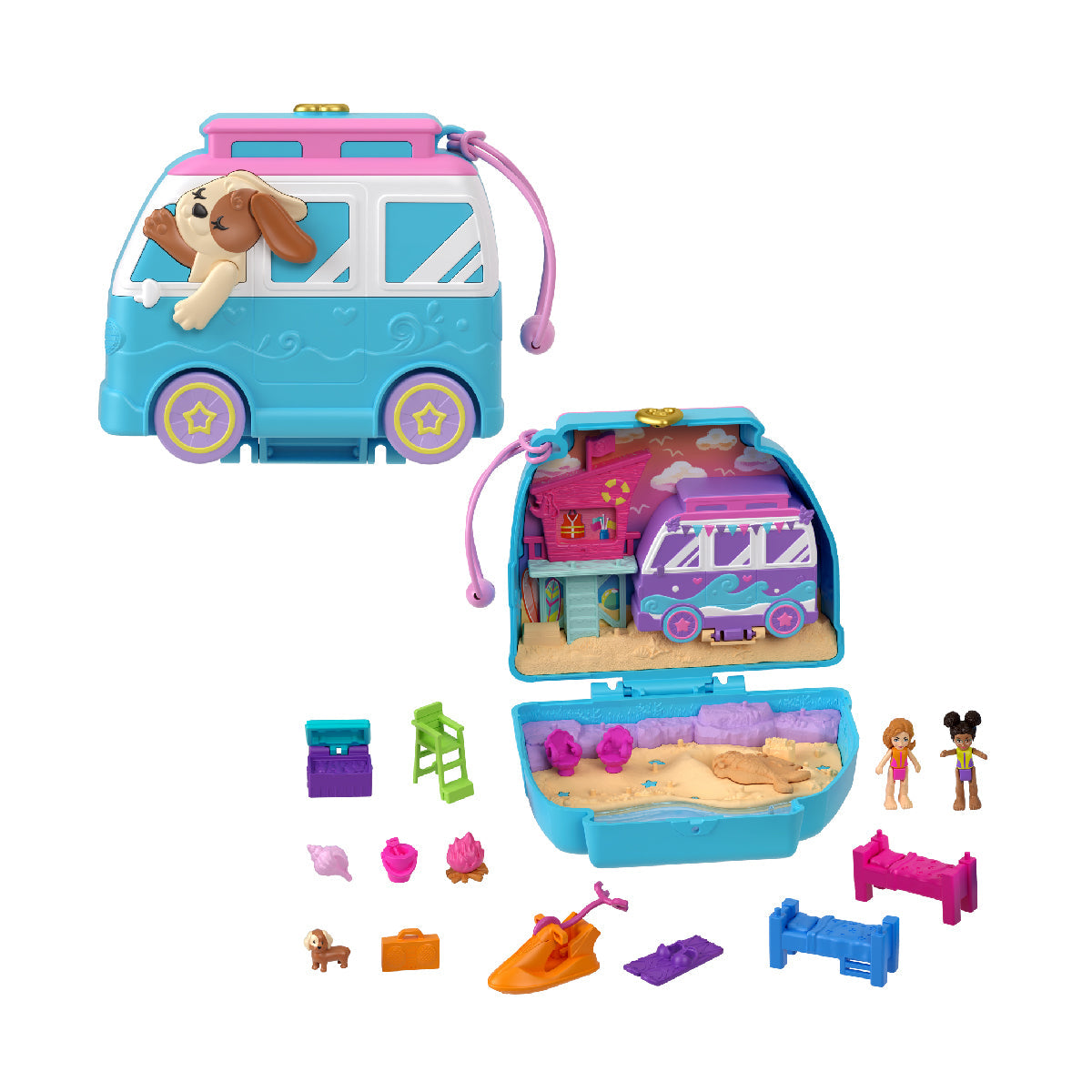 Những Người Bạn Xe Buýt Chở Cún Con Dạo Biển Polly Pocket FRY35