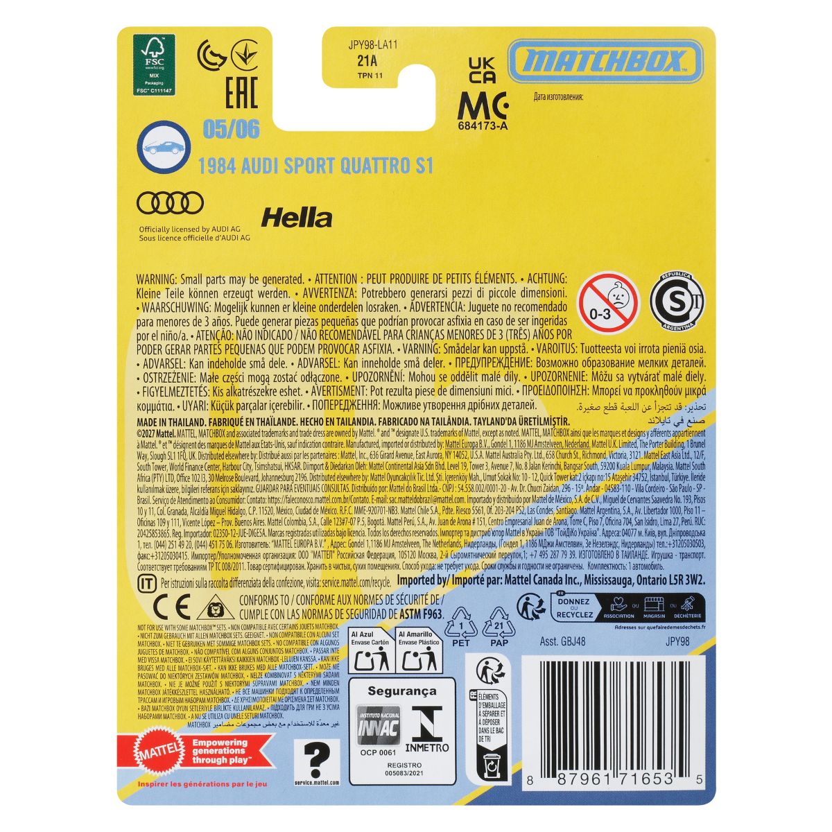 Đồ Chơi Siêu Xe Audi Quattro 1984 MATCHBOX JPY98/GBJ48