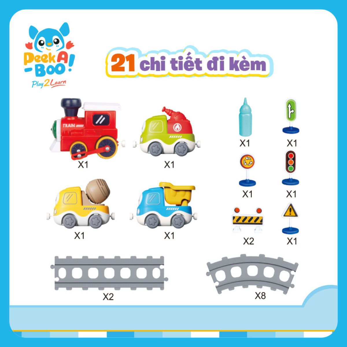 Đồ Chơi Tàu Hỏa Hơi Nước Kèm Đường Ray Cho Bé PEEK A BOO PAB065