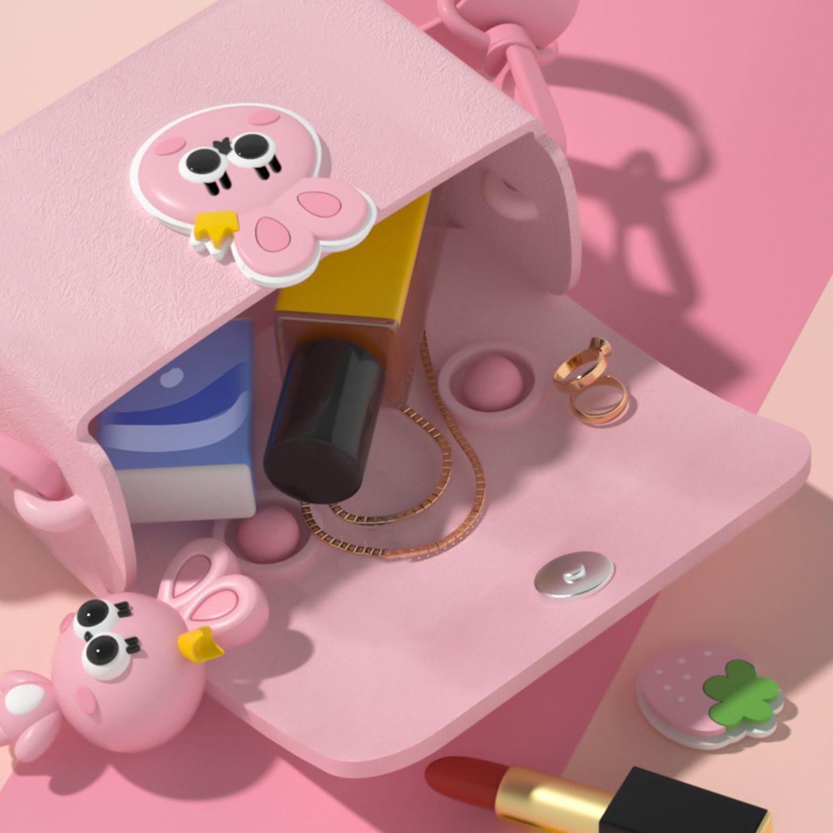 Túi Đeo Chéo, Túi Xách Mini Kèm Charm KOOOL Hồng K54/Pink