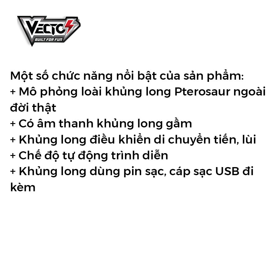 Đồ chơi Khủng long dũng mãnh điều khiển từ xa Pterosaur VECTO VT403