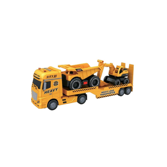 Đồ chơi xe tải chở xe ben và xe xúc có đèn và âm thanh VECTO VT68F