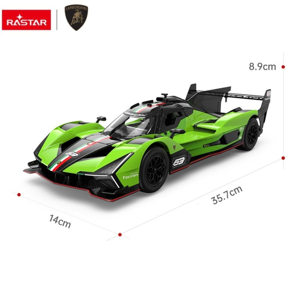 Đồ Chơi Xe Điều Khiển 1:14 Lamborghini SC63 LMDH Mở Được Cửa Xanh Lá RASTAR R10150