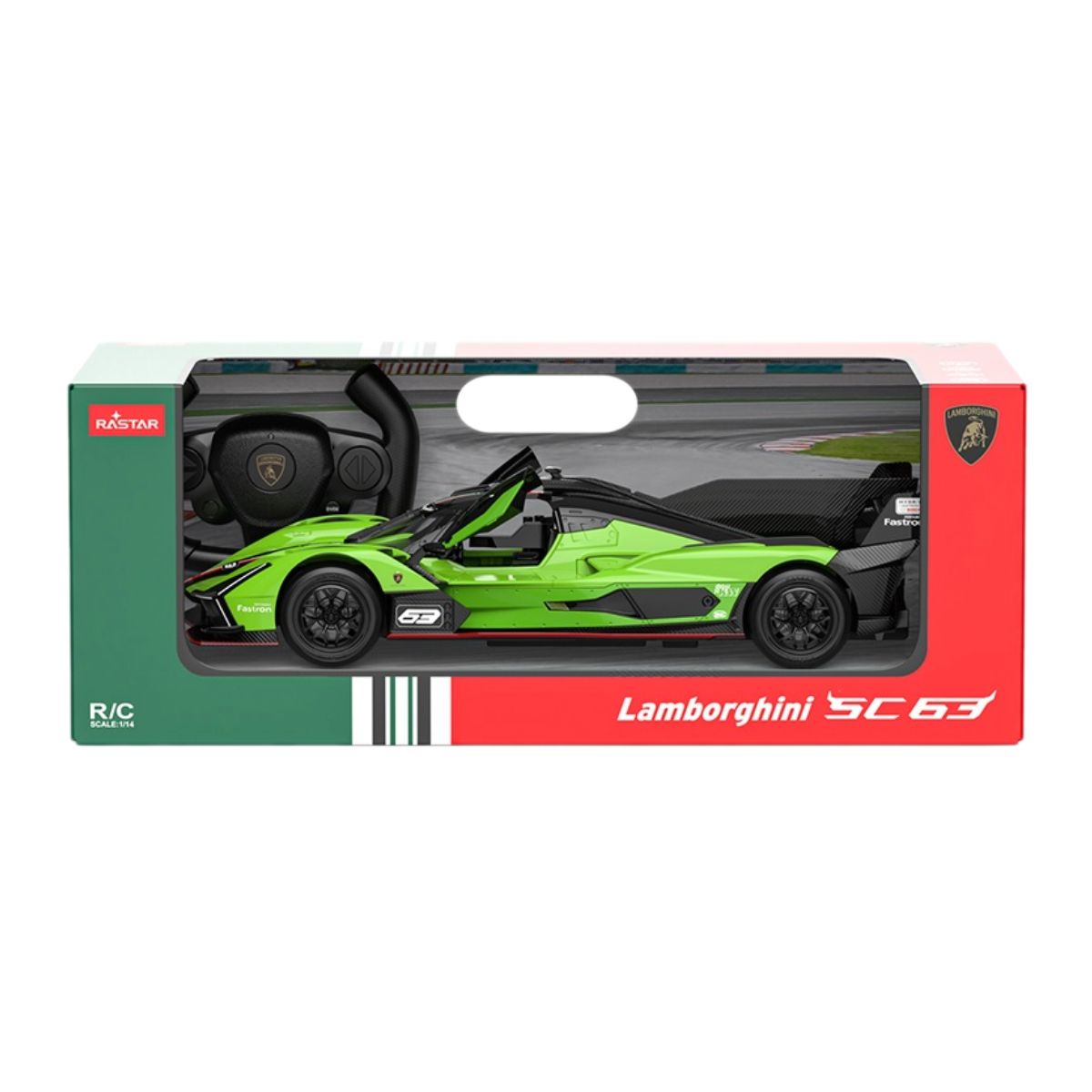 Đồ Chơi Xe Điều Khiển 1:14 Lamborghini SC63 LMDH Mở Được Cửa Xanh Lá RASTAR R10150