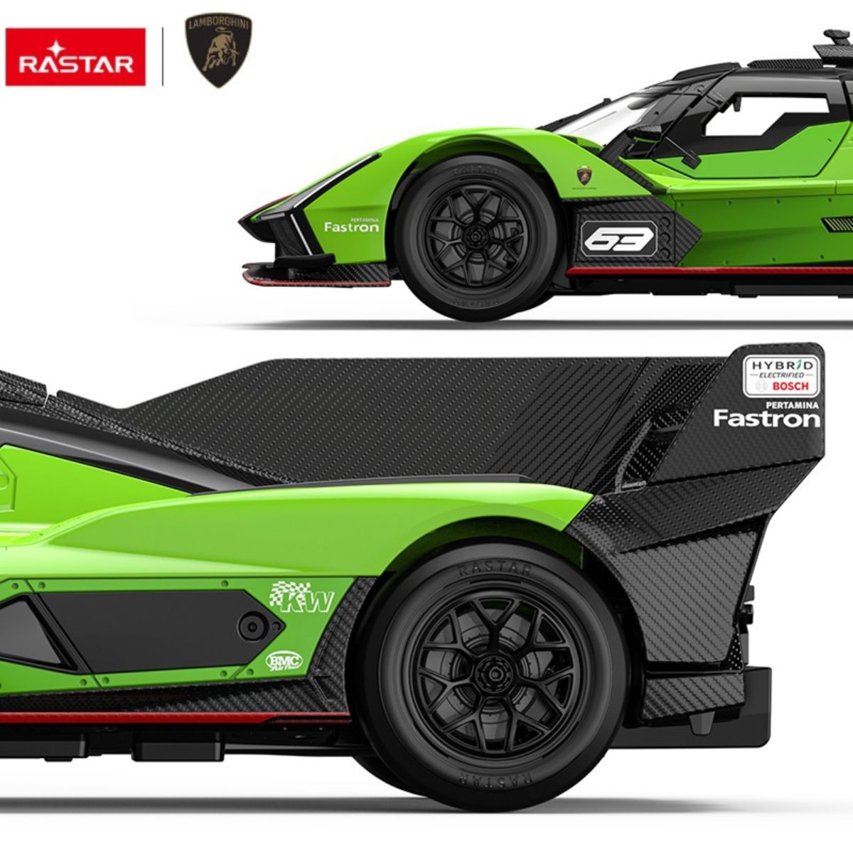 Đồ Chơi Xe Điều Khiển 1:14 Lamborghini SC63 LMDH Mở Được Cửa Xanh Lá RASTAR R10150