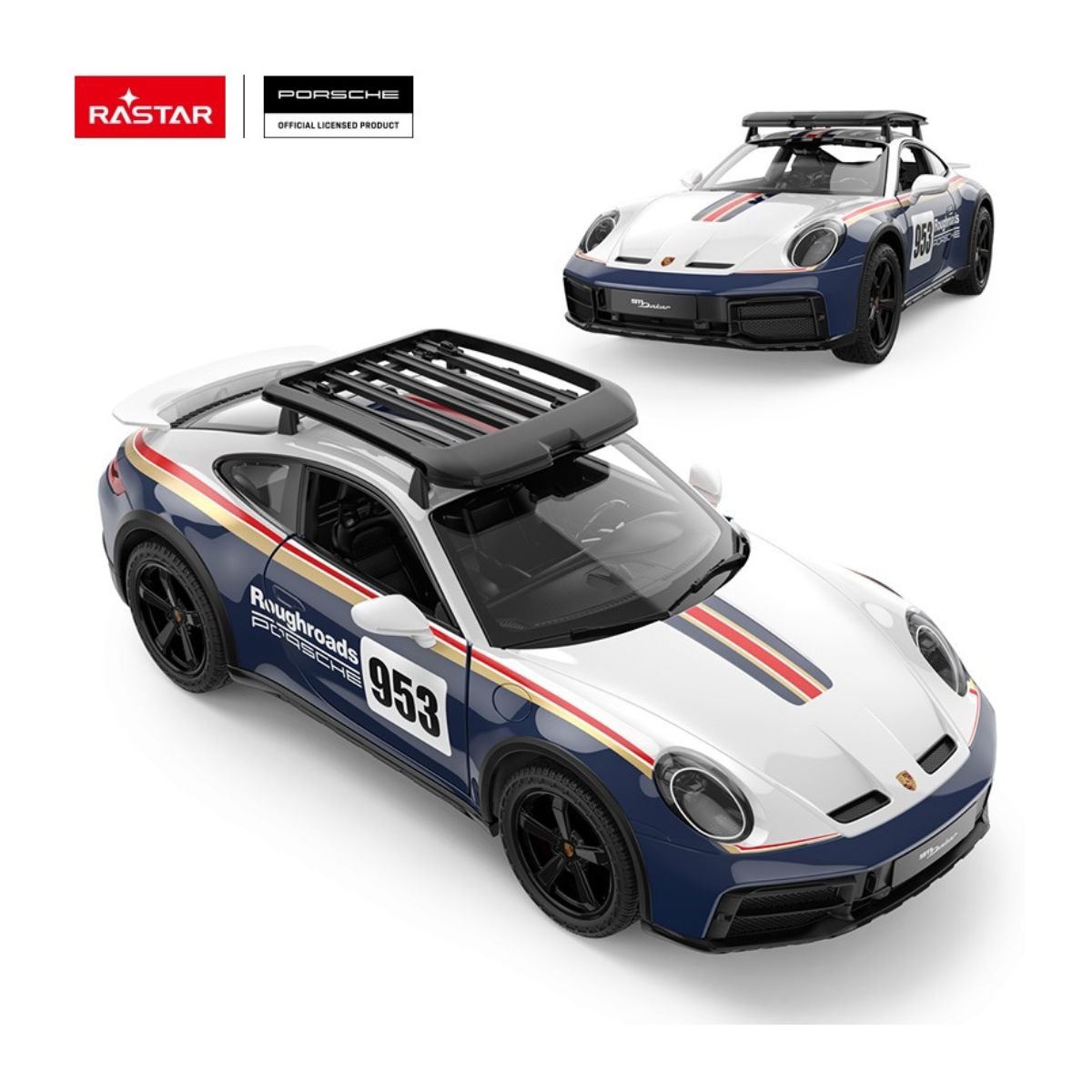 Đồ Chơi Xe Điều Khiển 1:14 Porsche 911 Dakar Performance Mở Được Cửa Xanh Dương RASTAR R10131
