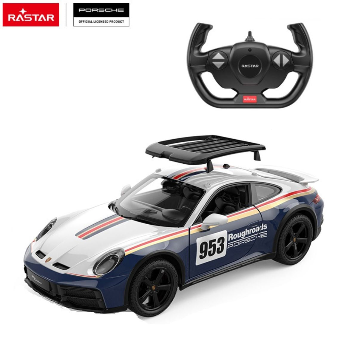 Đồ Chơi Xe Điều Khiển 1:14 Porsche 911 Dakar Performance Mở Được Cửa Xanh Dương RASTAR R10131