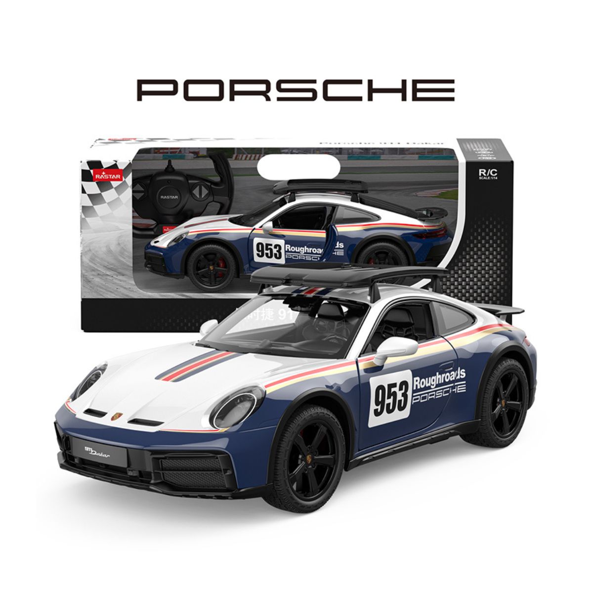 Đồ Chơi Xe Điều Khiển 1:14 Porsche 911 Dakar Performance Mở Được Cửa Xanh Dương RASTAR R10131