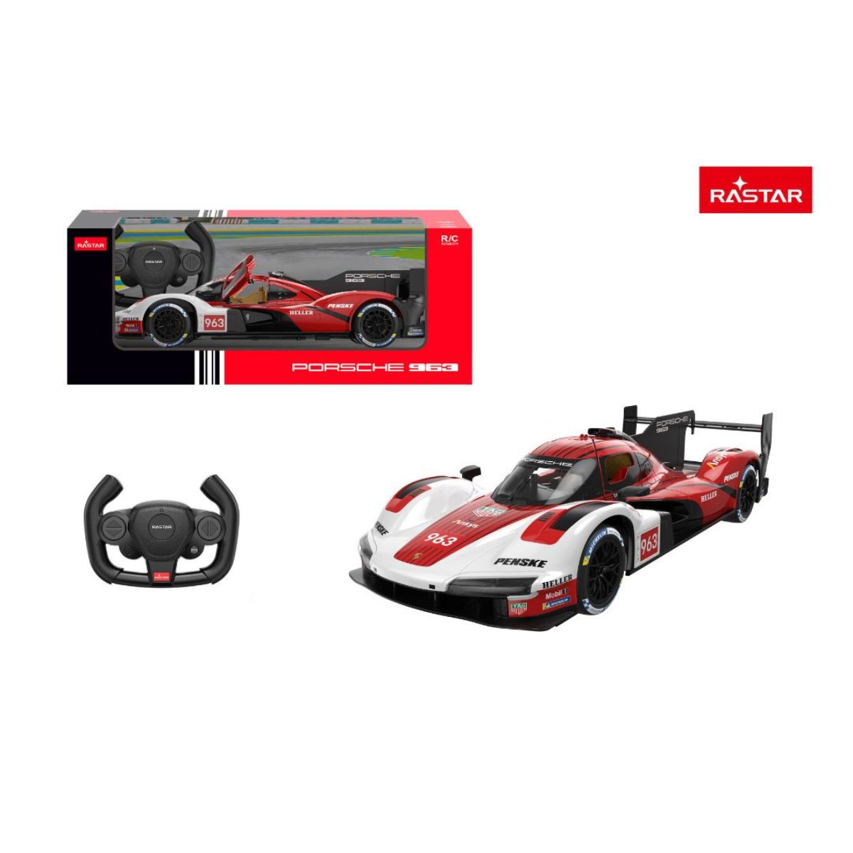 Đồ Chơi Xe Điều Khiển 1:14 Porsche 963 LMDH Mở Cửa Được Đỏ RASTAR R10380