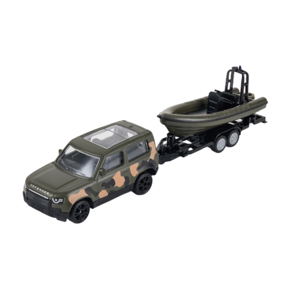 Đồ Chơi Mô Hình Xe Land Rover Defender Chở Thuyền SIKU 8323