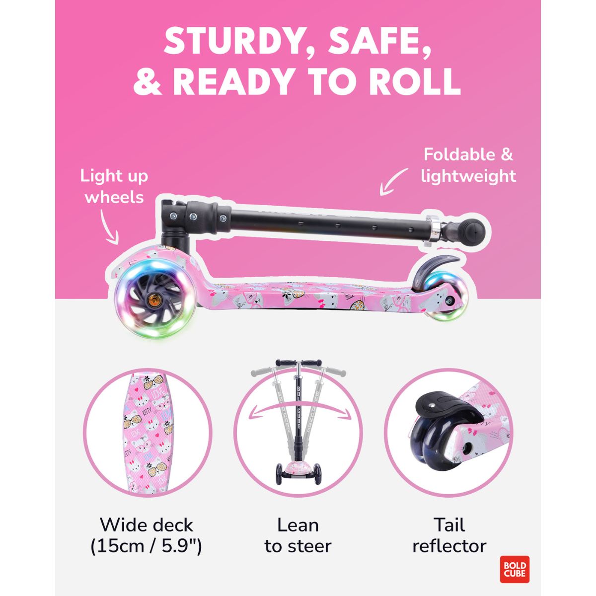 Xe Scooter 3 Bánh Boldcube Lớn Họa Tiết Mèo Hồng SCOOTER SKY027