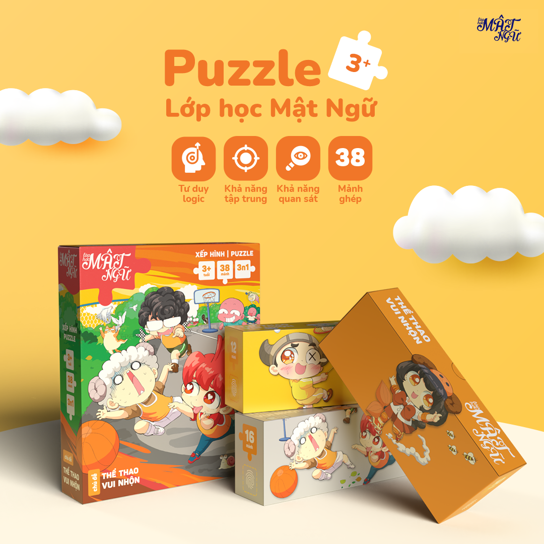 [Quà Tặng Không Bán] Đồ Chơi Xếp Hình/Puzzle Lớp Học Mật Ngữ - Chủ Để: Thể Thao Vui Nhộn BGVN BGVN006